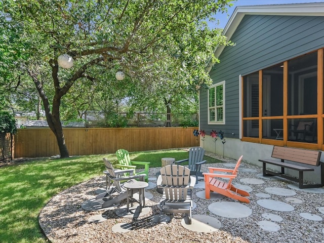 view of patio / terrace featuring a fire pit