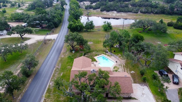 bird's eye view featuring a water view