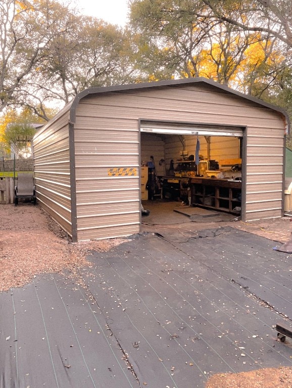 view of outdoor structure with a garage