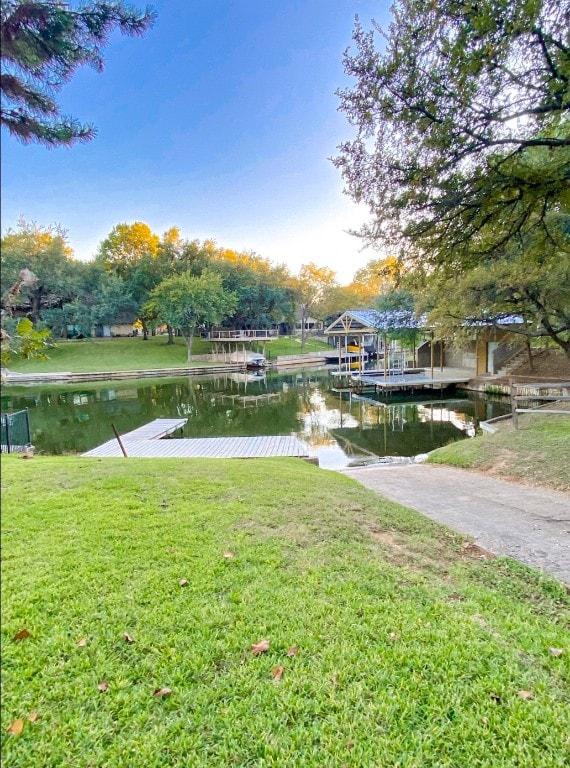 view of yard with a water view