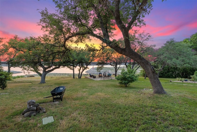 view of yard at dusk