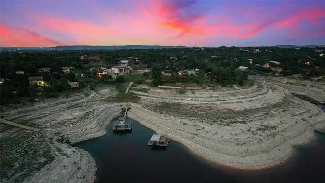 view of aerial view at dusk