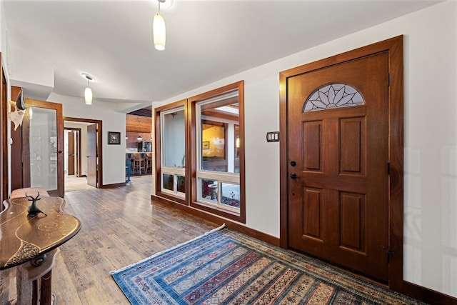 entrance foyer featuring dark wood-type flooring