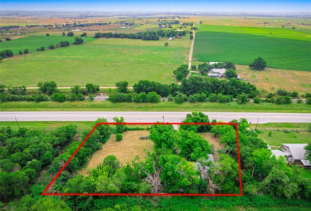 aerial view featuring a rural view