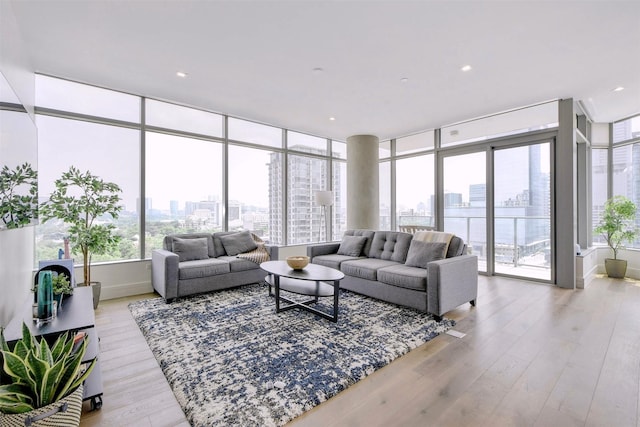 living room featuring light hardwood / wood-style floors