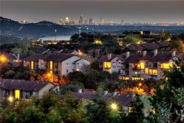 view of aerial view at night