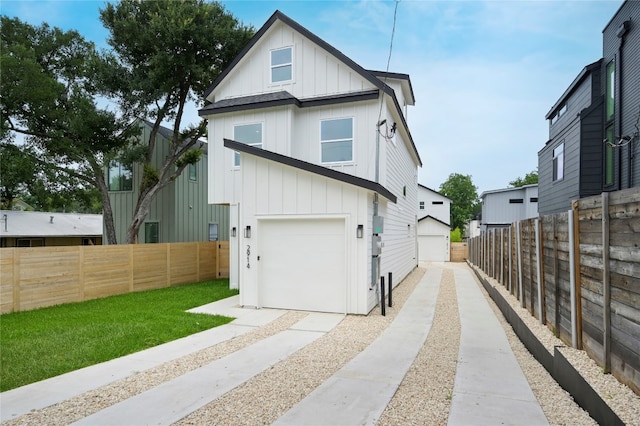 exterior space featuring a garage