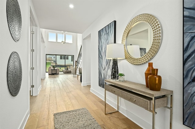 foyer entrance with wood-type flooring