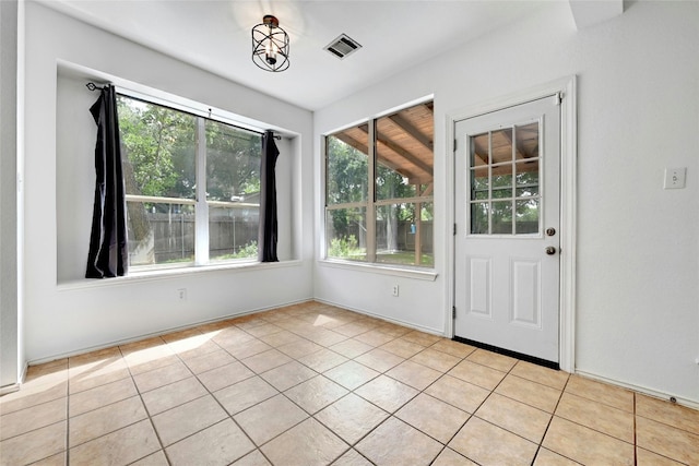 interior space with light tile floors