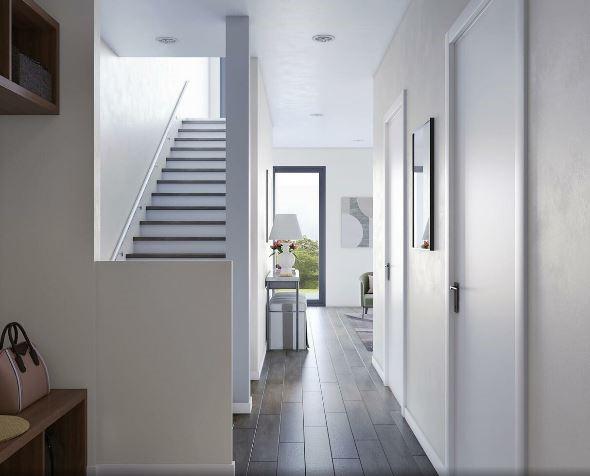 corridor with dark hardwood / wood-style floors