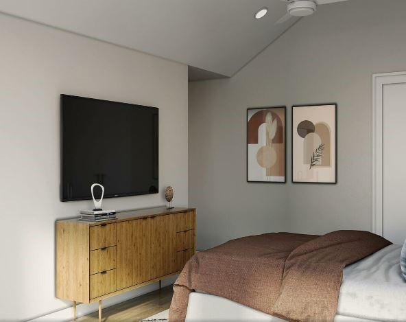 bedroom featuring light hardwood / wood-style flooring