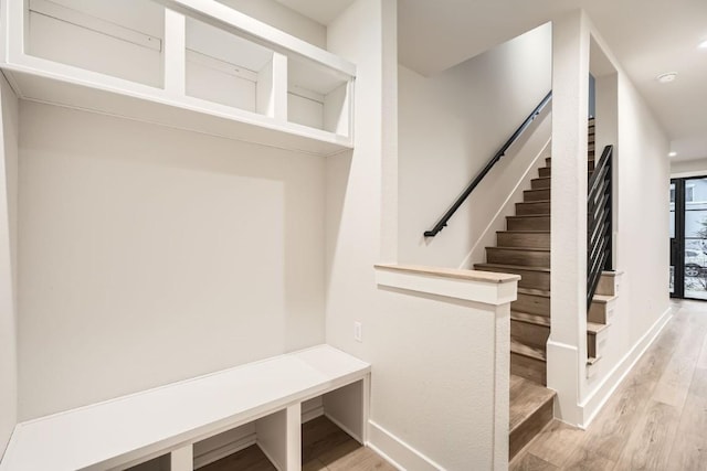 mudroom featuring light hardwood / wood-style flooring