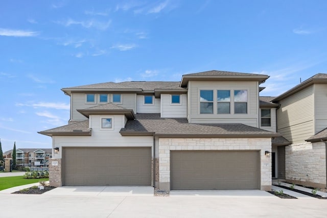 prairie-style house with a garage