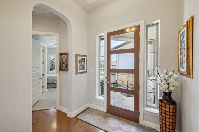 entryway featuring hardwood / wood-style flooring