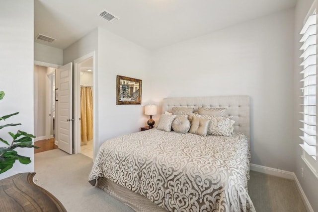 carpeted bedroom with multiple windows