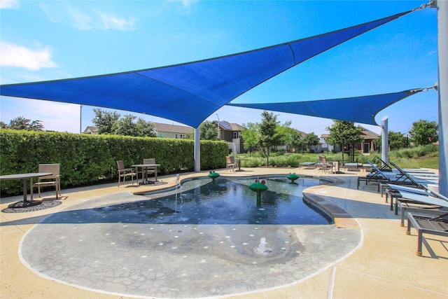 view of swimming pool featuring a patio area