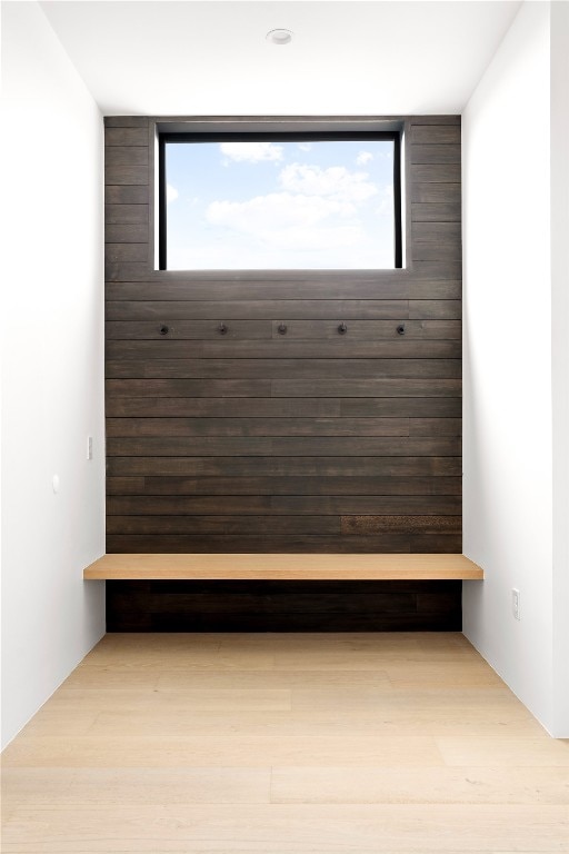 mudroom with light wood-type flooring