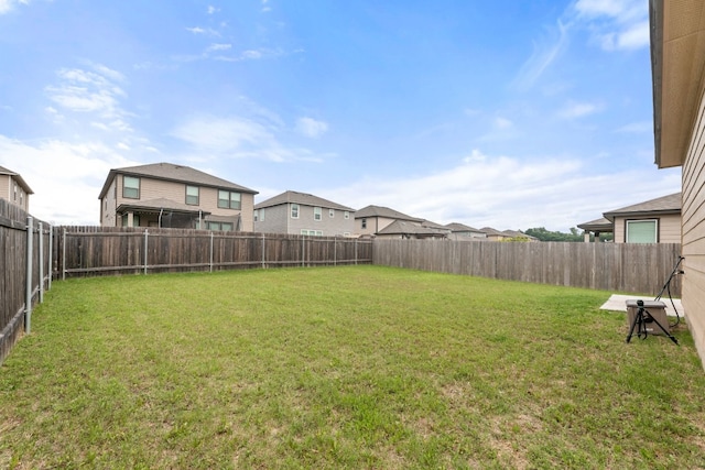 view of yard with a fenced backyard