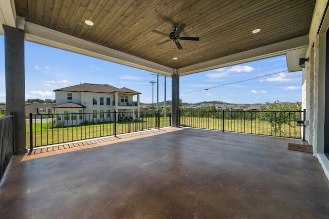 view of patio / terrace featuring ceiling fan