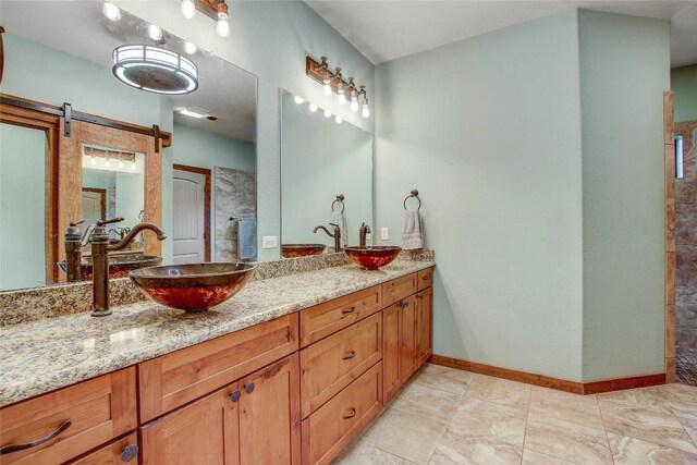 bathroom with vanity and walk in shower