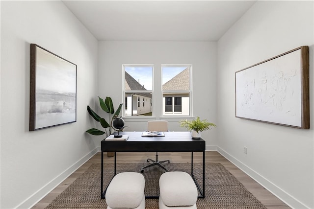 office space featuring hardwood / wood-style floors