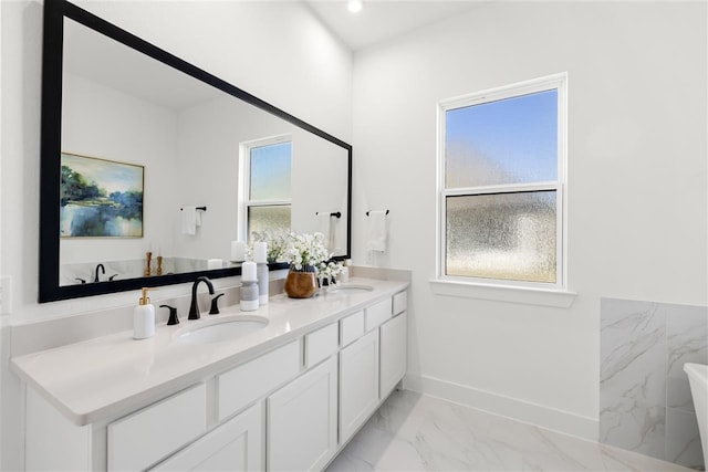 bathroom featuring vanity and a healthy amount of sunlight