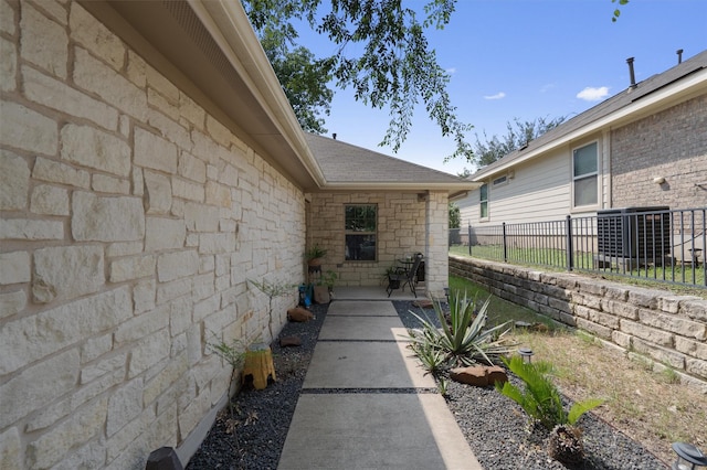 doorway to property with a patio