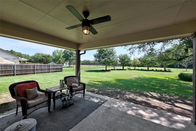 view of patio / terrace with ceiling fan