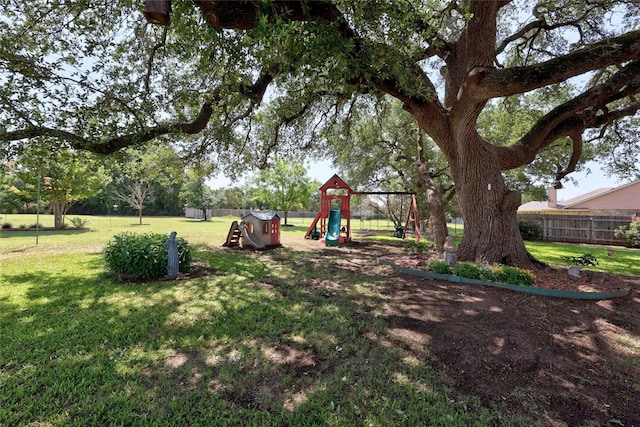 view of yard with a playground