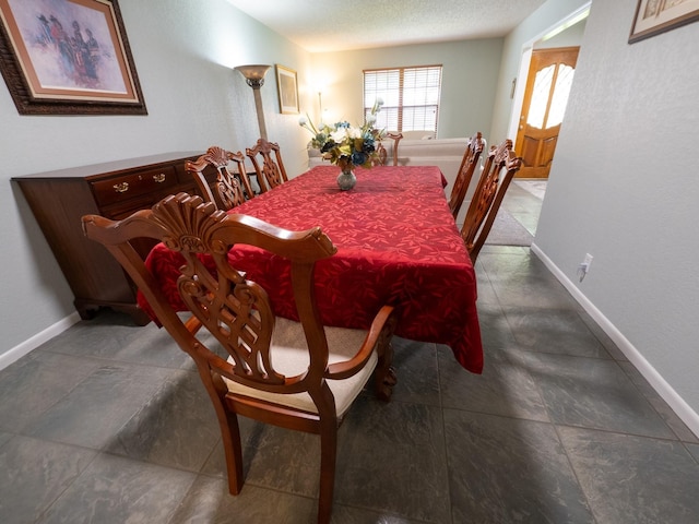 dining room featuring a textured ceiling