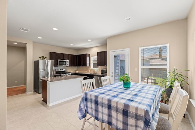 view of tiled dining space