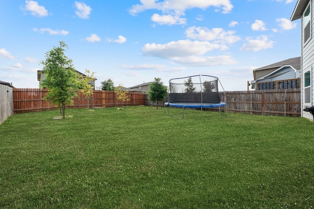 view of yard with a trampoline