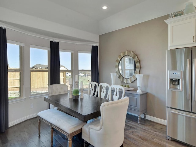 20517 Martin Ln, Pflugerville, TX 78660 - dining space with wood finished floors, baseboards, and recessed lighting