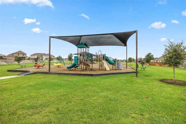 view of playground featuring a yard