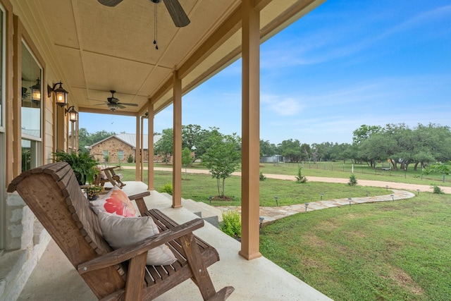 1451 Gatlin Creek Rd E, Driftwood, TX 78619 - view of patio featuring ceiling fan