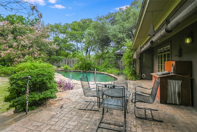 view of swimming pool featuring a patio