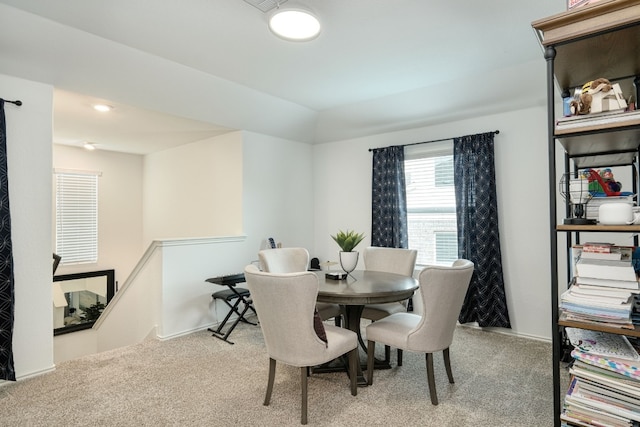 view of carpeted dining room