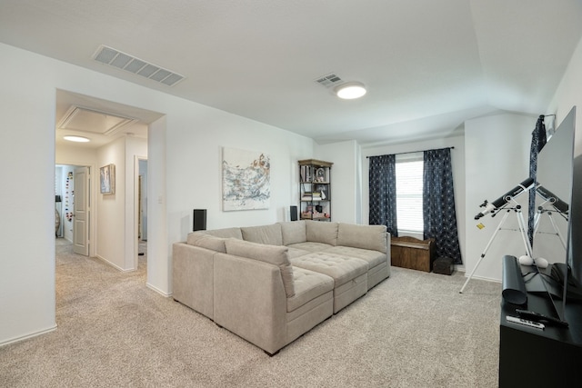 living room featuring carpet floors