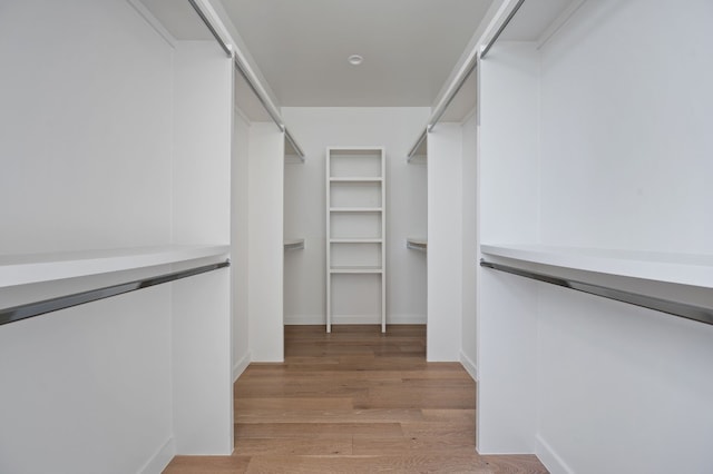 spacious closet with light hardwood / wood-style flooring