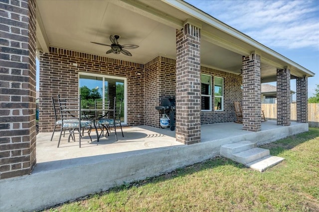 view of patio / terrace with ceiling fan