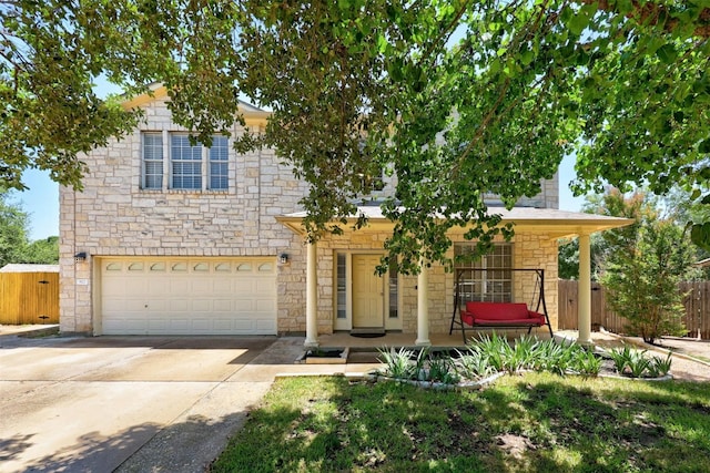 view of front facade featuring a garage