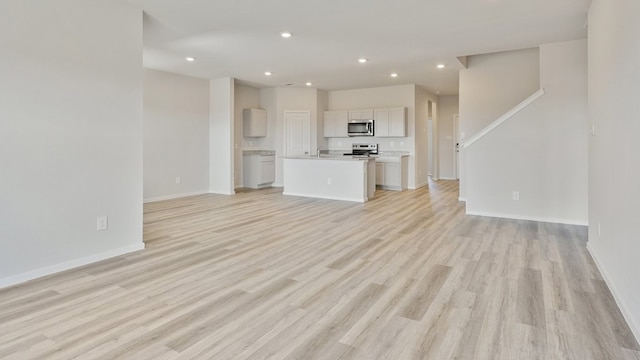 unfurnished living room featuring light hardwood / wood-style floors