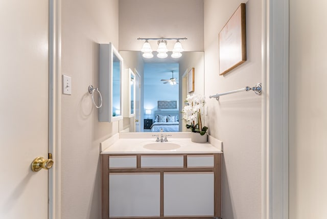 bathroom with vanity and ceiling fan