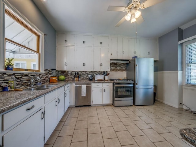 kitchen with white cabinetry, sink, appliances with stainless steel finishes, and tasteful backsplash