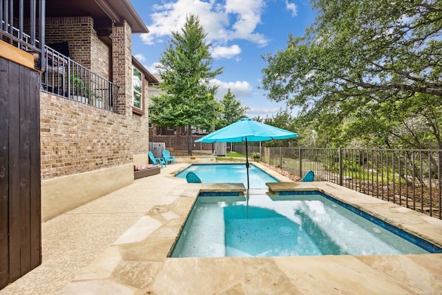 view of swimming pool featuring a patio