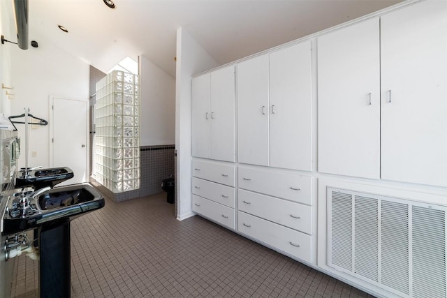 interior space featuring light tile patterned flooring