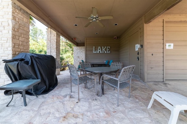 view of patio / terrace with ceiling fan