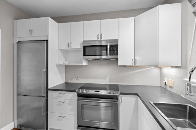 kitchen with white cabinetry, sink, and appliances with stainless steel finishes