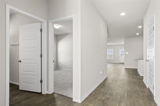 hall featuring dark hardwood / wood-style floors