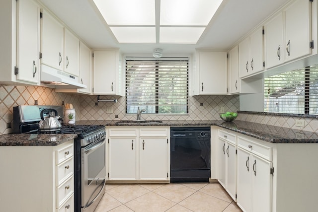 kitchen featuring sink, white cabinets, dishwasher, and gas stove